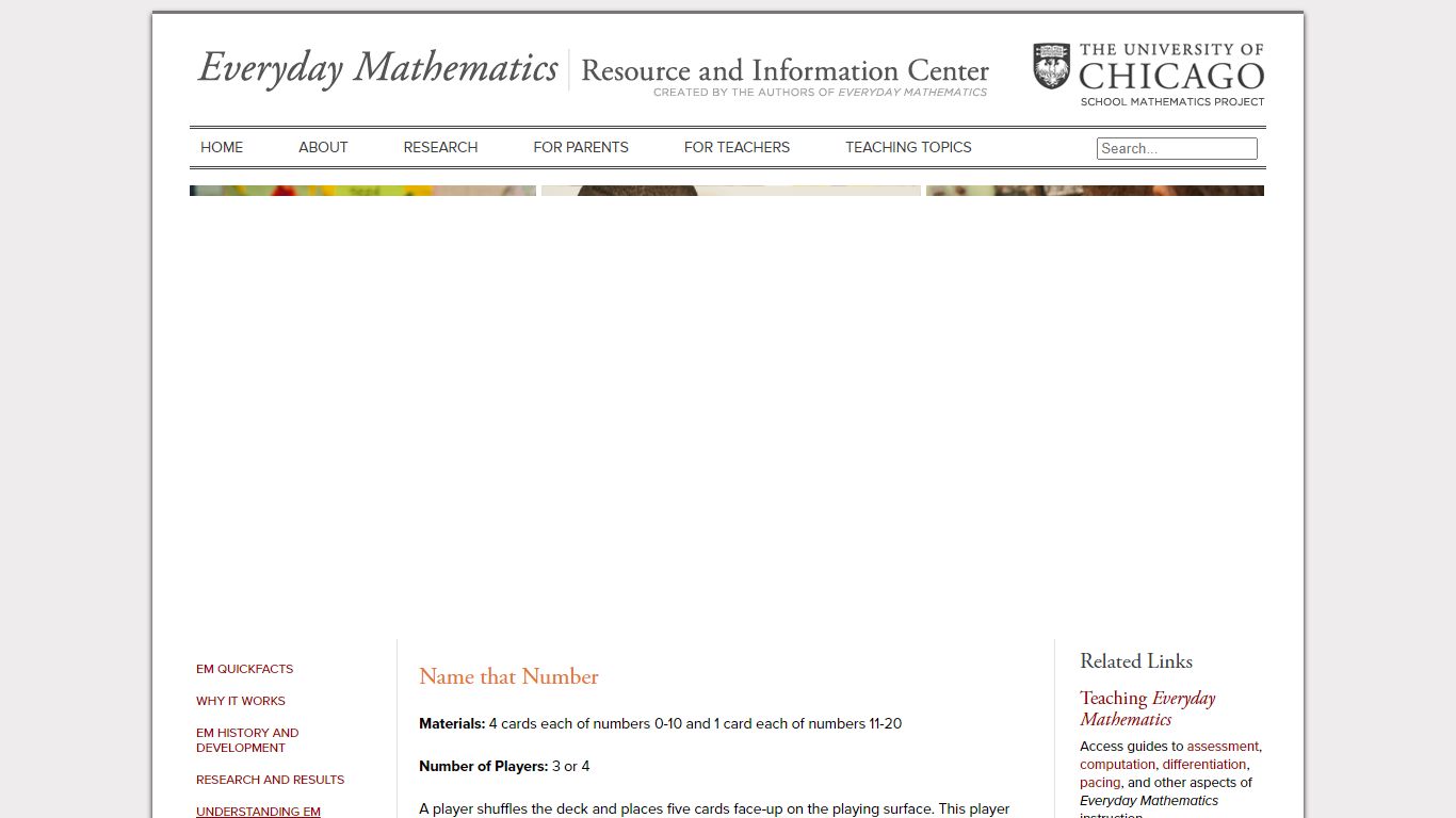 Name that Number - Everyday Mathematics