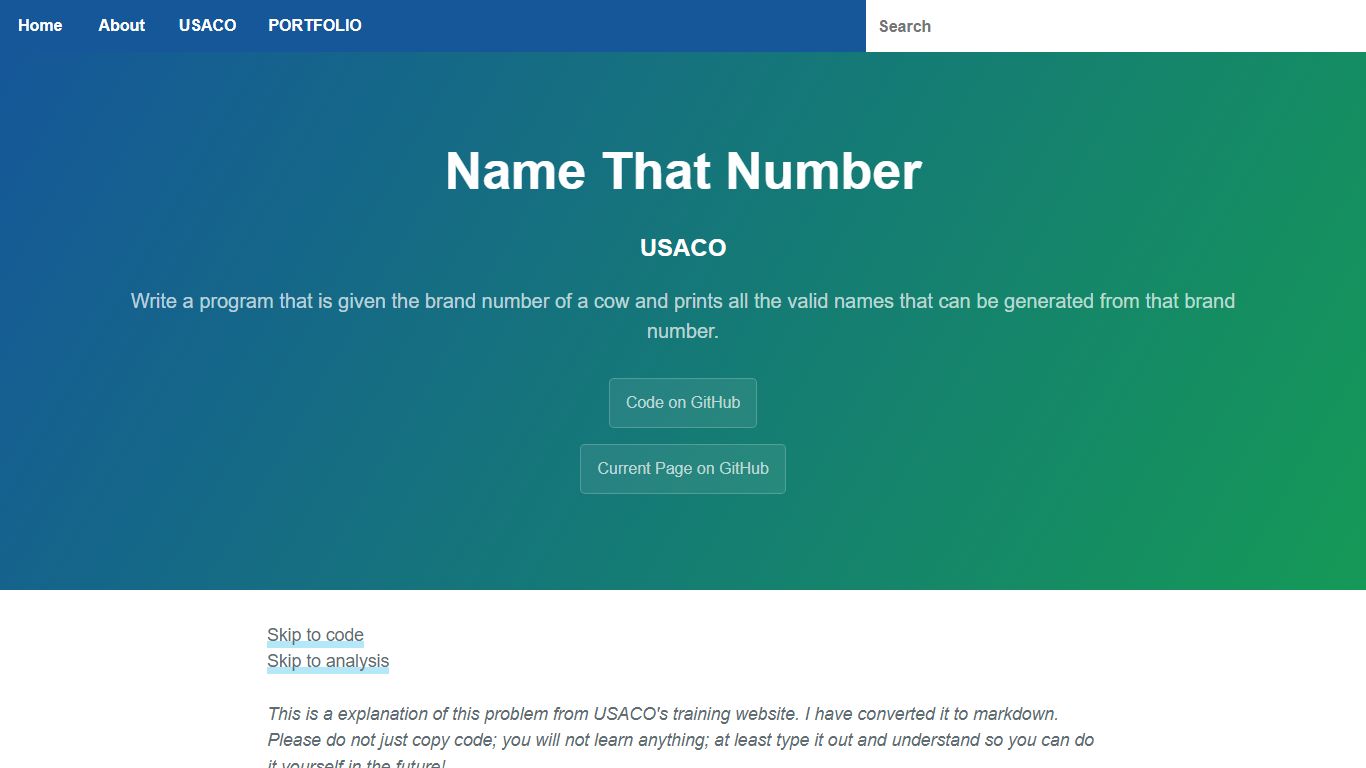 Name That Number | Johan Vonk’s Website